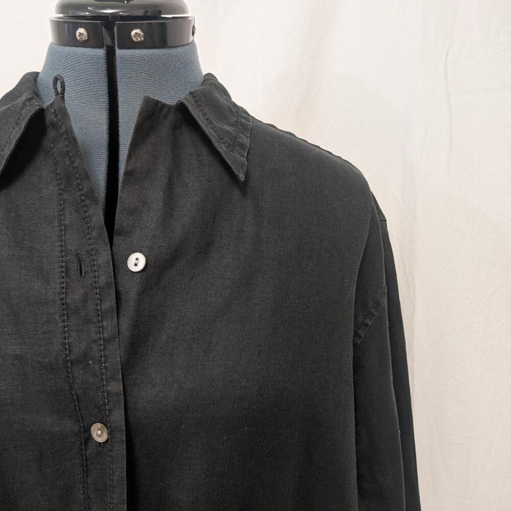 Ann Taylor black 100% linen button‑front shirt, size M